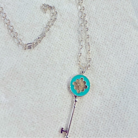 Authentic New Tiffany Beautiful Blue Enamel Key and Necklace - Picture 1 of 3